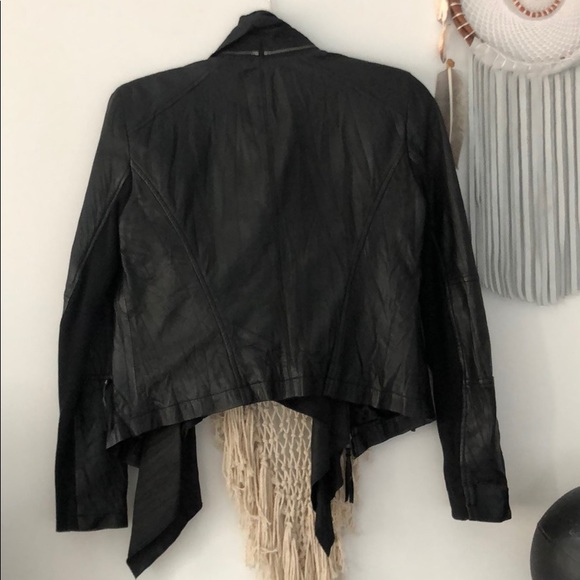 Zara Black Lambskin Leather Jacket - Waterfall Hem - Picture 3 of 4
